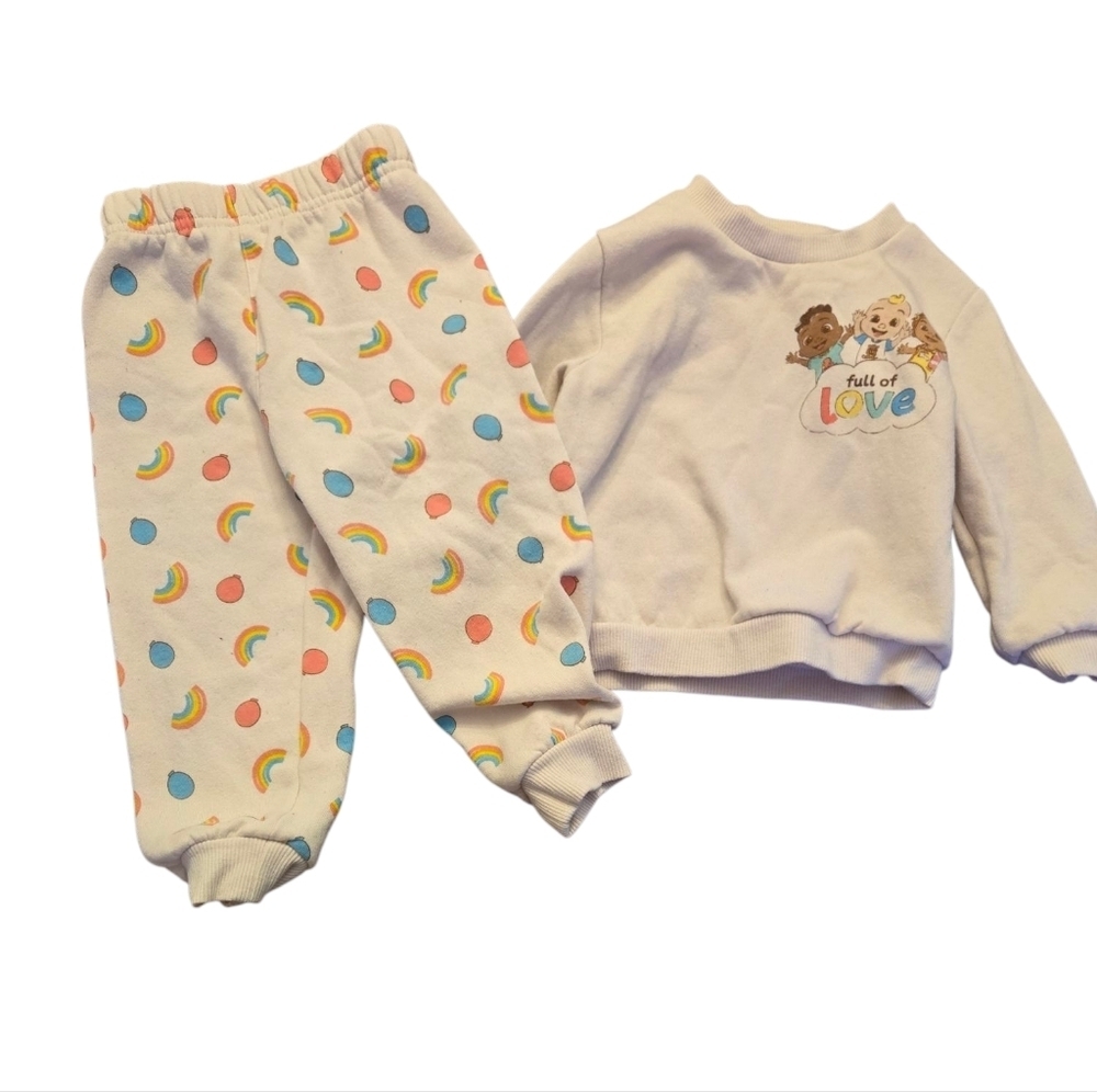 Cocomelon Kids' Cream Sweatshirt and Rainbow Pants Set 18 Months